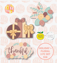 Load image into Gallery viewer, Holiday + Florals 3 pc set with Yuzu Yummies &amp; Treats by Sanny
