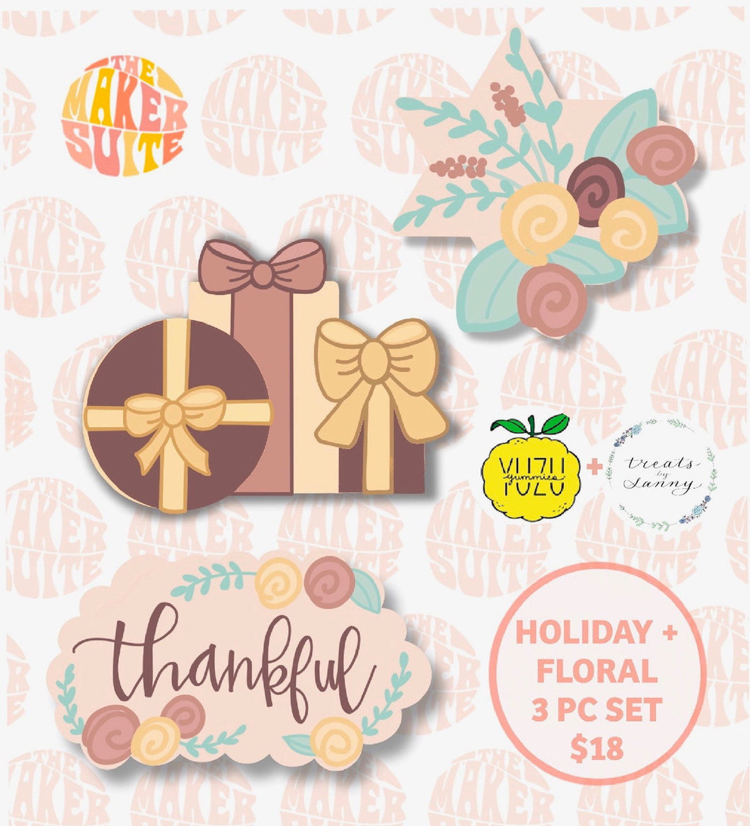 Holiday + Florals 3 pc set with Yuzu Yummies & Treats by Sanny